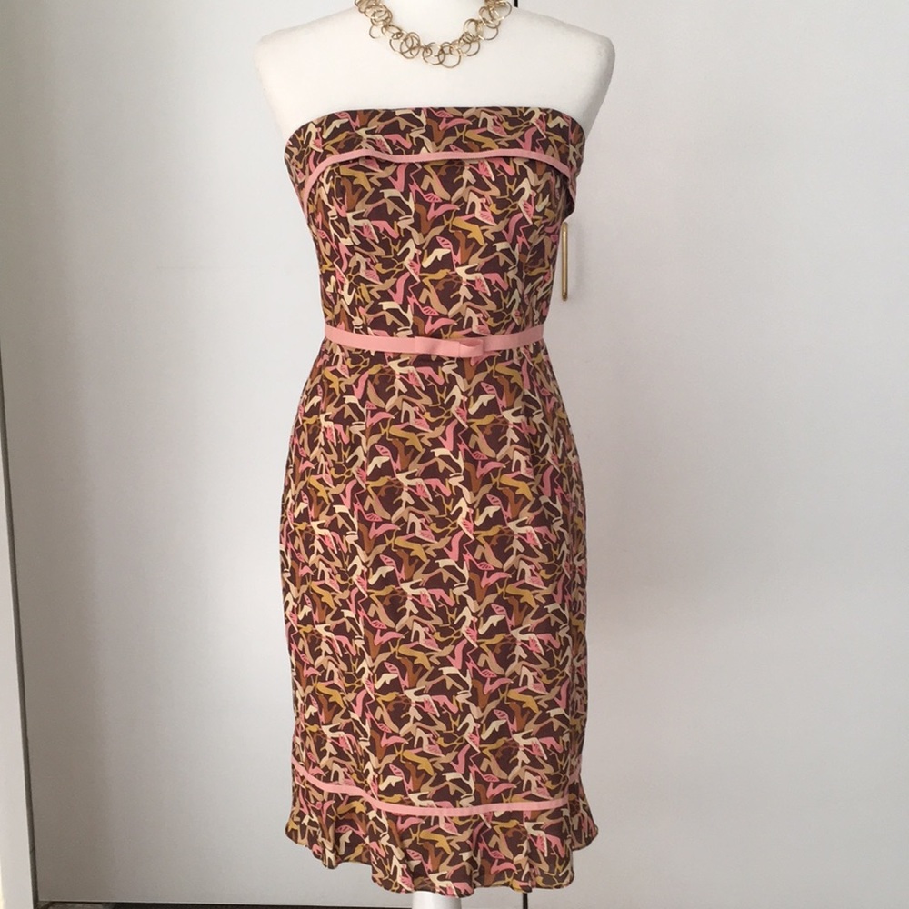 Strapless cotton print dress